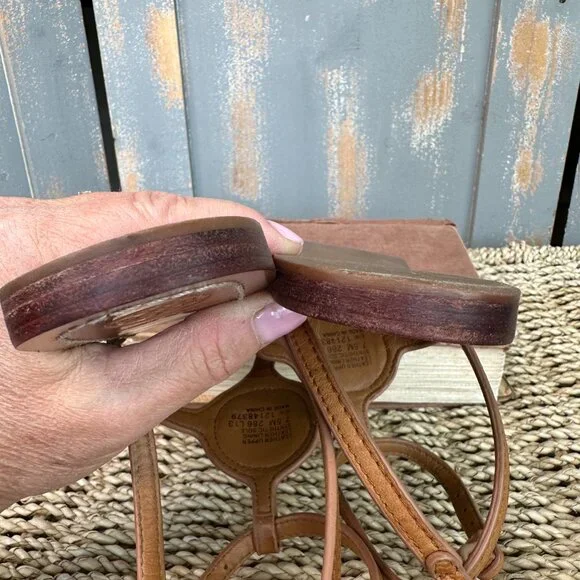 Tory Burch Leticia Ankle Strap Logo Thong Sandal Tan Sz 7.5 - Picture 15 of 15